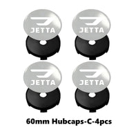 Cache-Moyeux Volkswagen Jetta 56 et 60 mm avec Autocollants Adhésifs, Lot de 4, Noir ou Argent