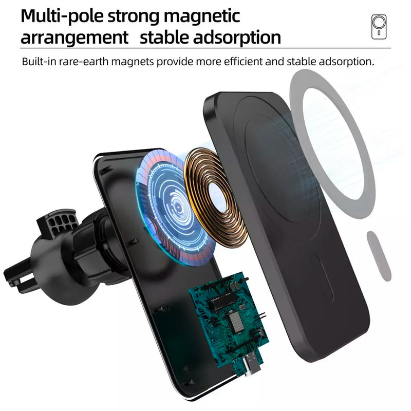 Support Téléphone Magnétique Chargeur Induction Grille d'Aération Câble USB-C