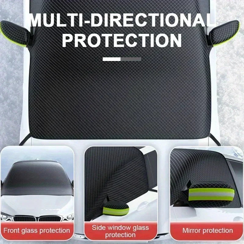 Housse Pare-Brise Voiture Hiver Noire Oxford Magnétique 253 x 117 cm