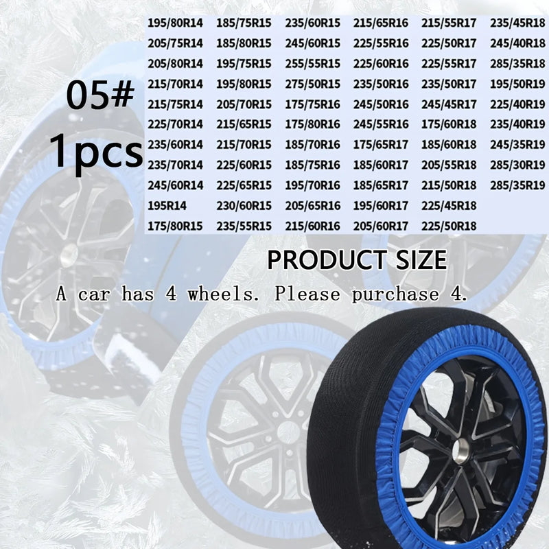 Chaussette à Neige Textile Bleue à l'Unité pour Voiture et SUV