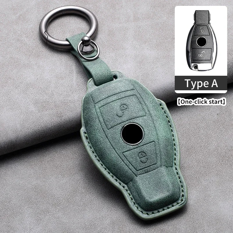 Étui de Protection Clé Mercedes Classe A B C E CLA GLC GLK W204 W205 W212 Cuir Velours