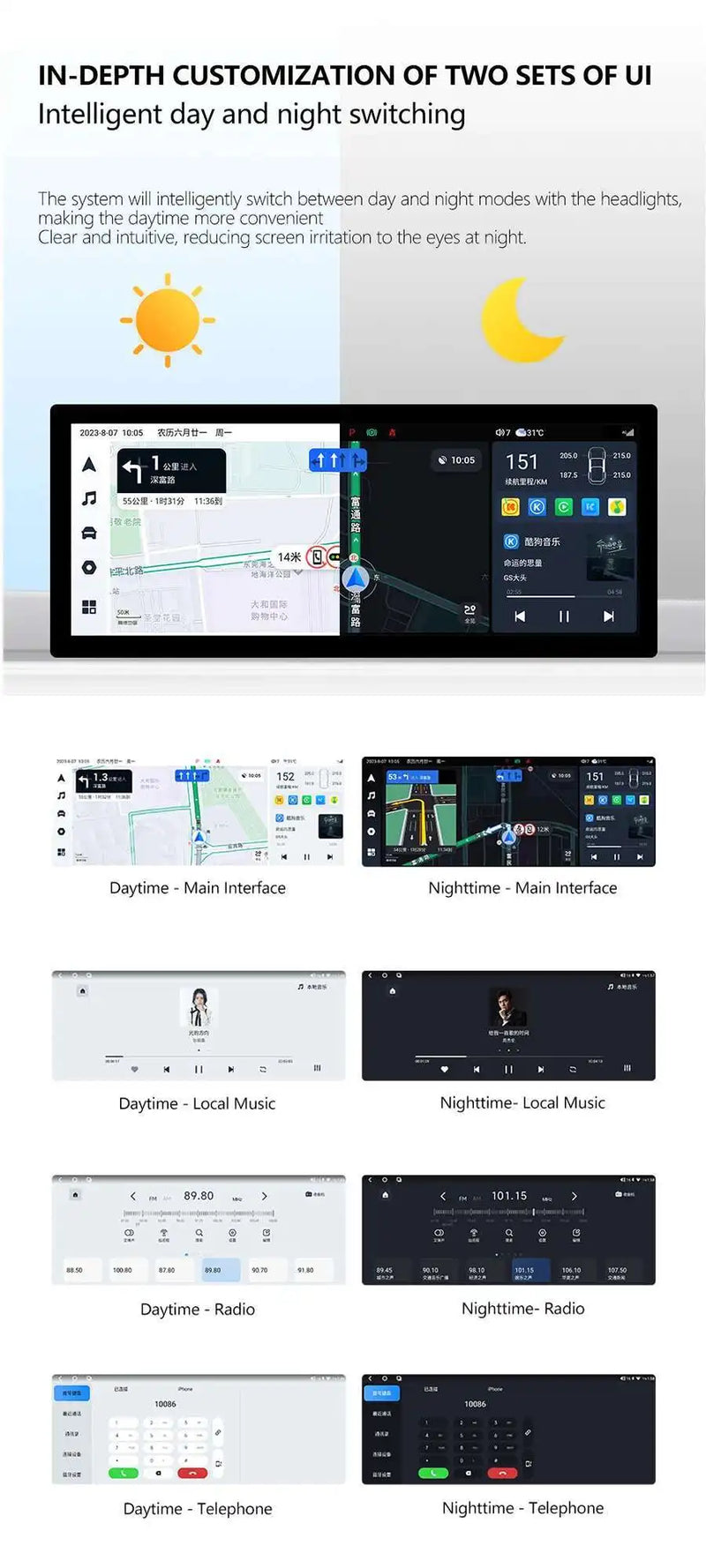 Autoradio Android Ford Mustang S550 2014-2021 Écran QLED 11,5 pouces CarPlay GPS