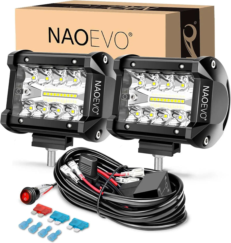 Phares de Travail LED 4 Pouces 4x4 Lot de 2
