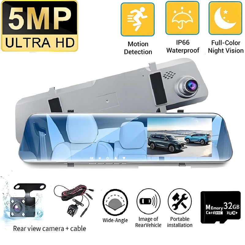 12-Inch Dual-Lens Dash Cam with Night Vision