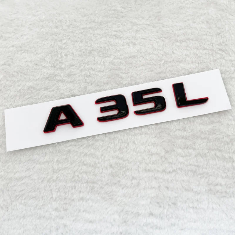 Emblème 3D Mercedes Classe A A35, A45, A45S, A200 à A300, Turbo 4Matic, Noir à Liseré Rouge