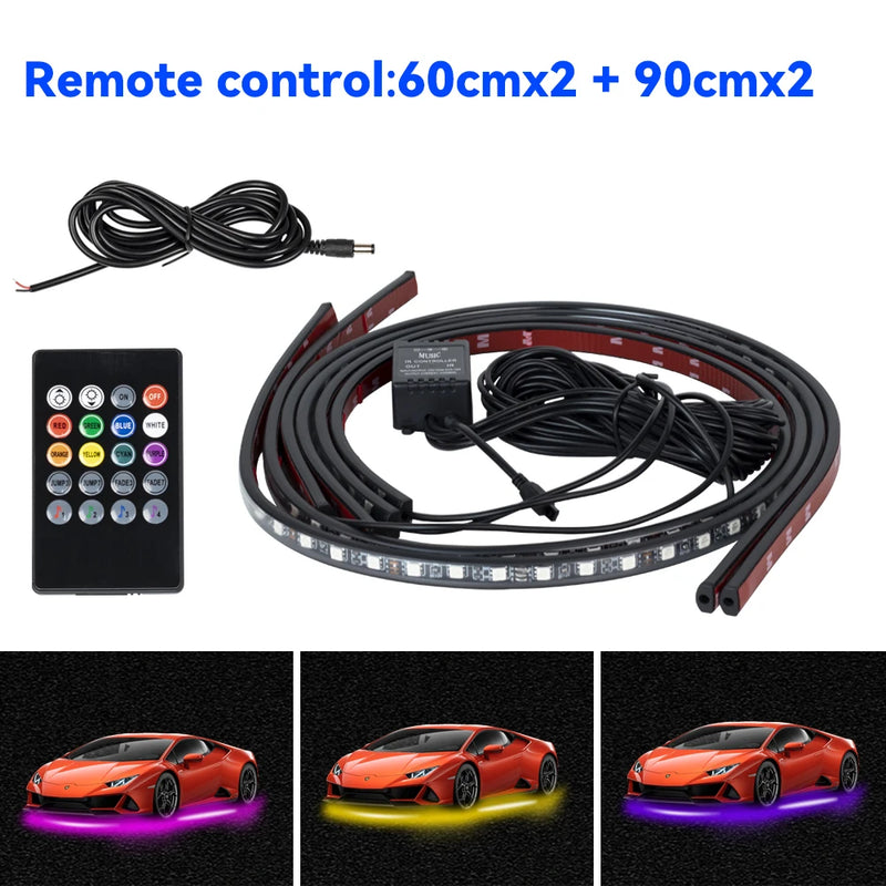 Éclairage d'Ambiance Néon RGB Flexible Sous Châssis Voiture