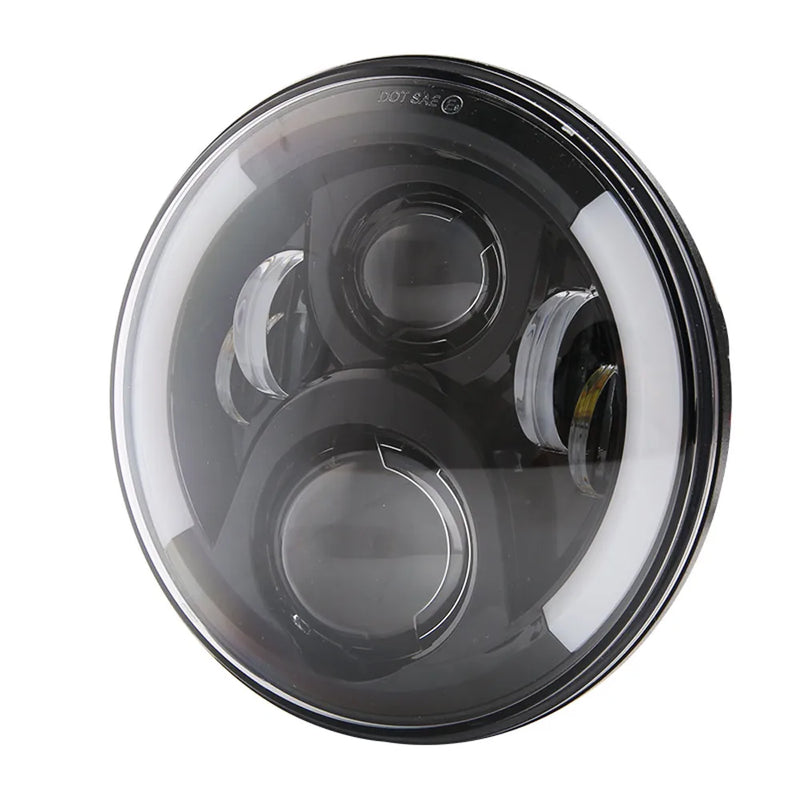 2 Phares LED Ronds 7 Pouces Halo Land Rover Defender Lada Niva Beetle Classique avec Culot H4 et Anneau Ambre