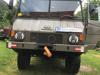 2 Phares LED Ronds 7 Pouces Halo Land Rover Defender Lada Niva Beetle Classique avec Culot H4 et Anneau Ambre