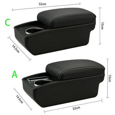 Accoudoir Central Fiat 500 avec Rangement - vue de profil - Becquet Voiture