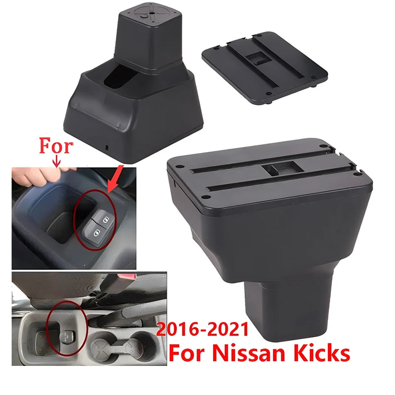 Accoudoir Central Nissan Kicks 2016-2021 avec Ports USB - vue de profil - Becquet Voiture