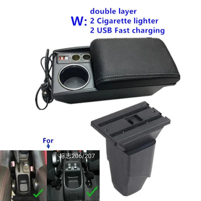 Accoudoir Central Peugeot 206 207 CC Boîte de Rangement - vue de profil 2 - Becquet Voiture