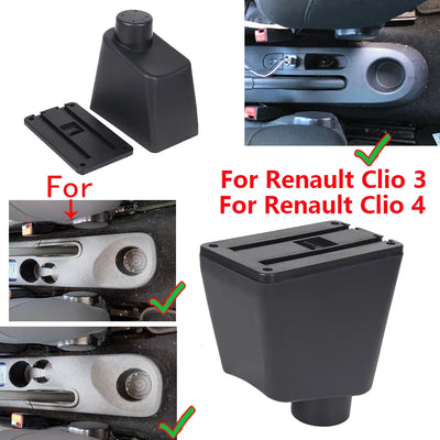 Accoudoir Central Renault Clio 4 Captur Clio 3 Rangement USB - vue de profil - Becquet Voiture