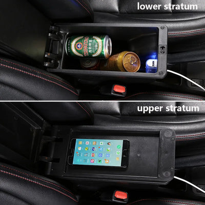 Accoudoir Honda City avec Rangement et Chargeur USB - vue de trois-quarts - Becquet Voiture