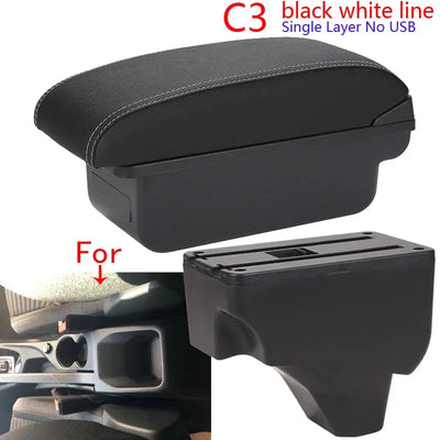 Accoudoir Peugeot 208 2019-2024 — Boîte de Rangement Cuir - en situation - Becquet Voiture