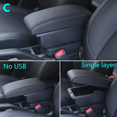 Accoudoir Peugeot 208 2019-2024 — Boîte de Rangement Cuir - installé sur véhicule - Becquet Voiture