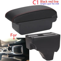 Accoudoir Peugeot 208 2019-2024 — Boîte de Rangement Cuir - vue de face 2 - Becquet Voiture