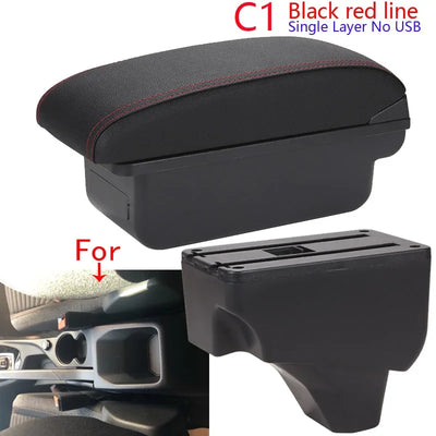Accoudoir Peugeot 208 2019-2024 — Boîte de Rangement Cuir - vue de face 2 - Becquet Voiture