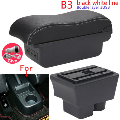 Accoudoir Skoda Fabia II 2008-2014 — Boîte de Rangement Cuir - en situation - Becquet Voiture