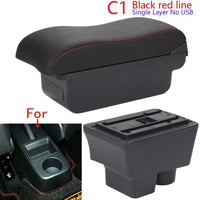 Accoudoir Skoda Fabia II 2008-2014 — Boîte de Rangement Cuir - vue de dessus - Becquet Voiture