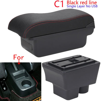 Accoudoir Skoda Fabia II 2008-2014 — Boîte de Rangement Cuir - vue de dessus - Becquet Voiture