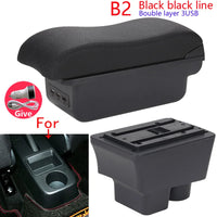Accoudoir Skoda Fabia II 2008-2014 — Boîte de Rangement Cuir - vue de face 2 - Becquet Voiture