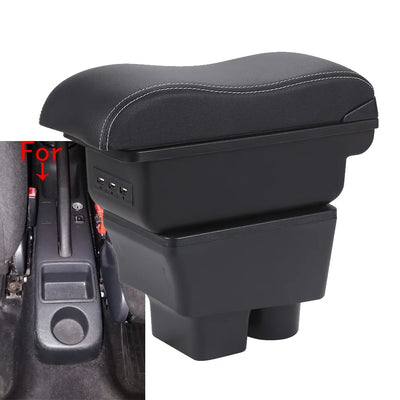 Accoudoir Skoda Fabia II 2008-2014 — Boîte de Rangement Cuir - vue de face - Becquet Voiture