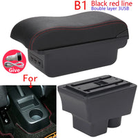 Accoudoir Skoda Fabia II 2008-2014 — Boîte de Rangement Cuir - vue de profil 2 - Becquet Voiture