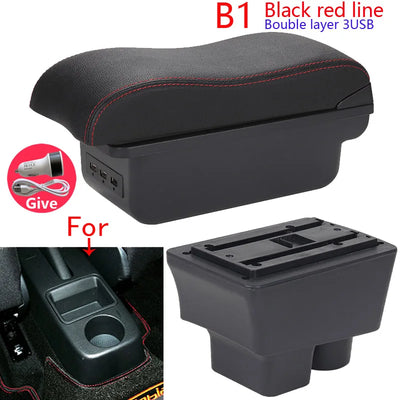 Accoudoir Skoda Fabia II 2008-2014 — Boîte de Rangement Cuir - vue de profil 2 - Becquet Voiture