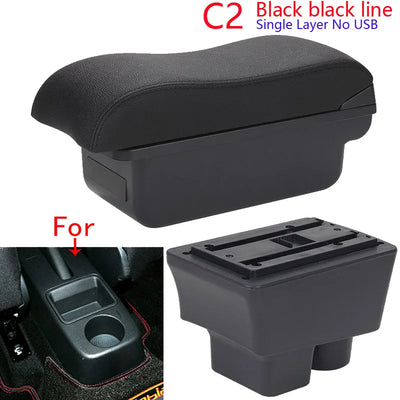 Accoudoir Skoda Fabia II 2008-2014 — Boîte de Rangement Cuir - vue rapprochée - Becquet Voiture