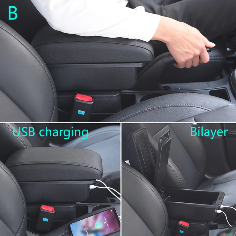 Accoudoir Toyota Yaris Hybride 2015-2023 — Boîte de Rangement - vue de trois-quarts - Becquet Voiture