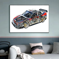 Alfa Romeo 155 TI V6 Schnittzeichnung Vintage-Poster - Vorderansicht - Becquet Voiture