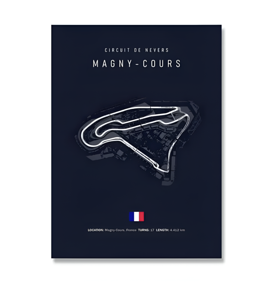 Affiche Circuit Magny-Cours F1 Noir - vue de face - Becquet Voiture