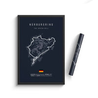 Nürburgring Nordschleife Mythical Track Green Hell Poster - front view - Becquet Voiture