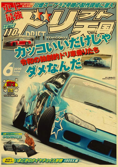 Affiche JDM Vintage poster voiture rétro drift - packshot studio 3 - Becquet Voiture