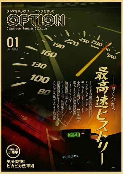 Affiche JDM Vintage poster voiture rétro drift - vue arrière 2 - Becquet Voiture
