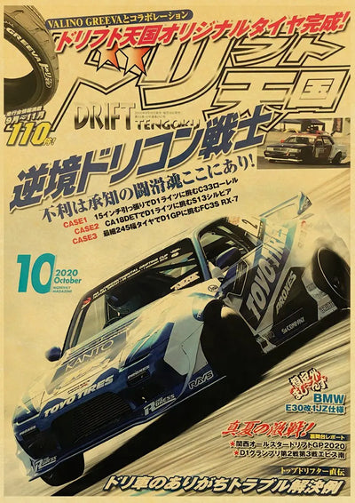 Affiche JDM Vintage poster voiture rétro drift - vue arrière 3 - Becquet Voiture