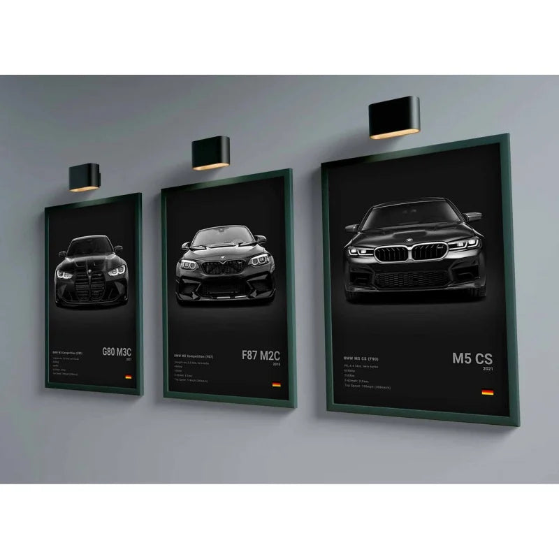 BMW M3 F80 Motorsport Wandposter auf Leinwand - am Fahrzeug montiert - Becquet Voiture
