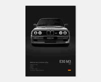 BMW M3 F80 Motorsport Wandposter auf Leinwand - Vorderansicht 3 - Becquet Voiture