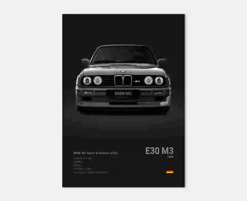 BMW M3 F80 Motorsport Wandposter auf Leinwand - Vorderansicht 3 - Becquet Voiture