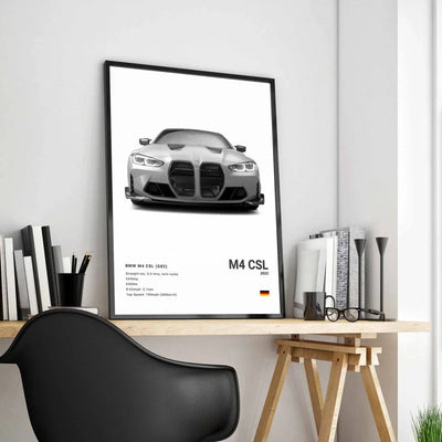 Affiche murale BMW M3 F80 Motorsport poster toile - vue de trois-quarts - Becquet Voiture