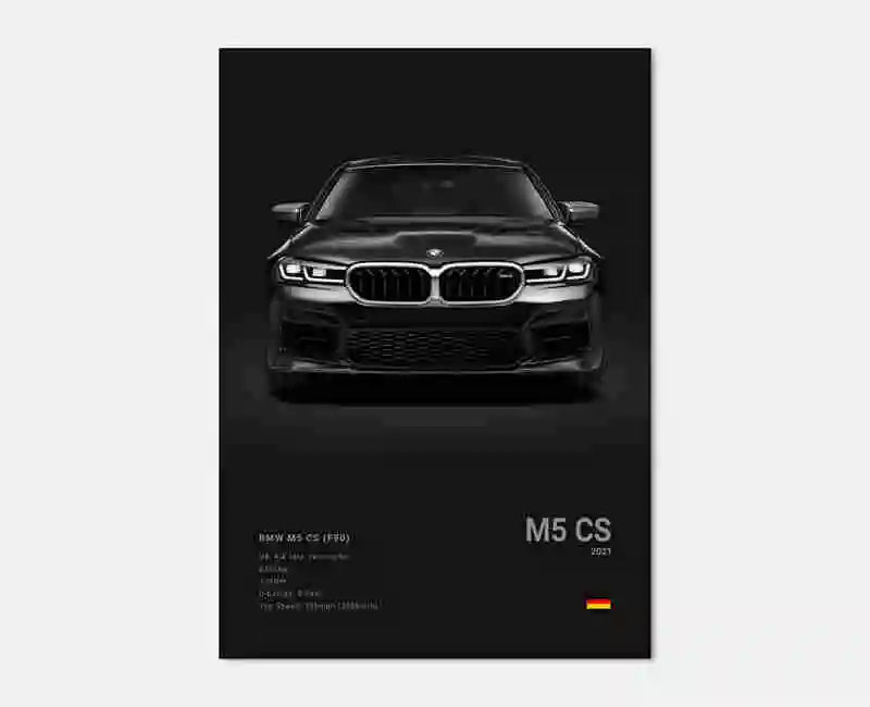 Affiche Murale BMW Motorsport Haute Définition - Fond Noir Blanc Gris - détail du montage 3 - Becquet Voiture