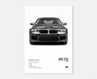 Affiche Murale BMW Motorsport Haute Définition - Fond Noir Blanc Gris - installé sur véhicule 3 - Becquet Voiture