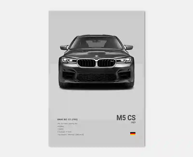 Affiche Murale BMW Motorsport Haute Définition - Fond Noir Blanc Gris - packshot studio 3 - Becquet Voiture
