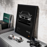 Affiche Murale BMW Motorsport Haute Définition - Fond Noir Blanc Gris - vue arrière - Becquet Voiture