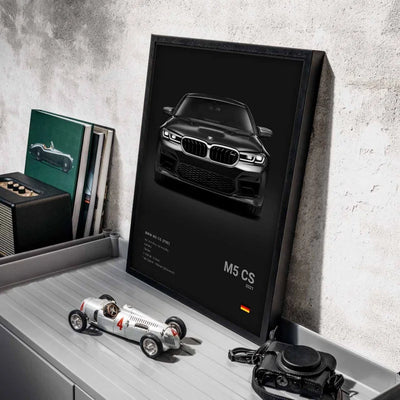 Affiche Murale BMW Motorsport Haute Définition - Fond Noir Blanc Gris - vue arrière - Becquet Voiture