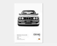 Affiche Murale BMW Motorsport Haute Définition - Fond Noir Blanc Gris - vue de dessus 2 - Becquet Voiture