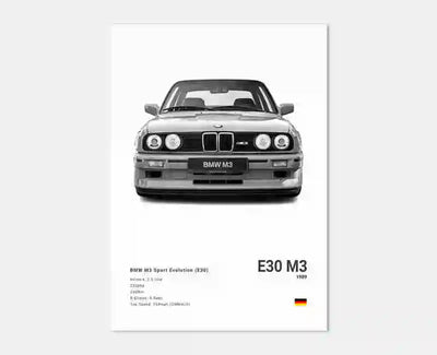 Affiche Murale BMW Motorsport Haute Définition - Fond Noir Blanc Gris - vue de dessus 2 - Becquet Voiture