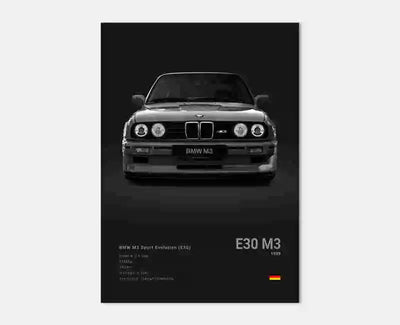 Affiche Murale BMW Motorsport Haute Définition - Fond Noir Blanc Gris - vue de face 3 - Becquet Voiture