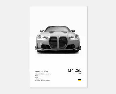 Affiche Murale BMW Motorsport Haute Définition - Fond Noir Blanc Gris - vue de profil 3 - Becquet Voiture
