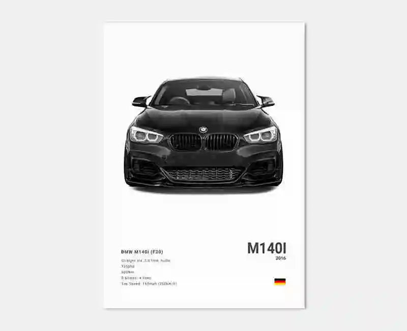 Affiche Murale BMW Motorsport Haute Définition - Fond Noir Blanc Gris - vue rapprochée 3 - Becquet Voiture
